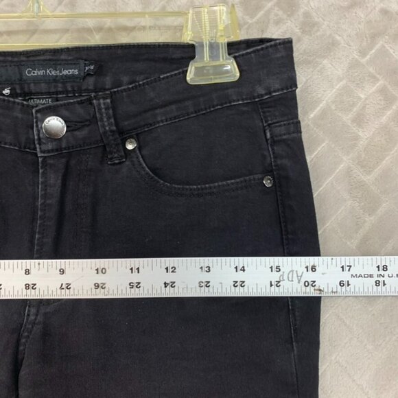 Calvin Klein Womans 28 Denim Jeans Black Ultimate Skinny Mid Rise Stretch Grunge - Picture 7 of 15